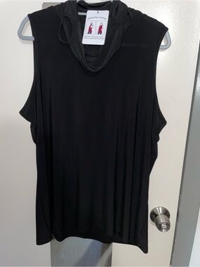 NWT face covering mask shirt Studio 1886 Black top, cowl neck Women’s size 1X